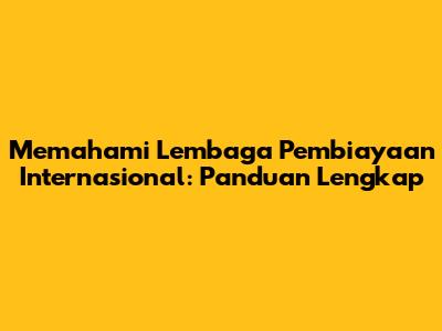 Memahami Lembaga Pembiayaan Internasional: Panduan Lengkap