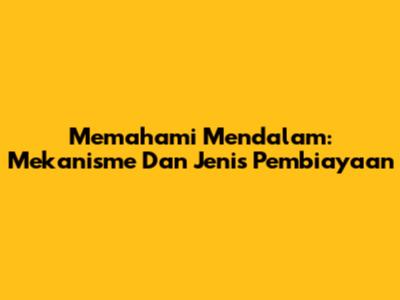 Memahami Mendalam: Mekanisme Dan Jenis Pembiayaan