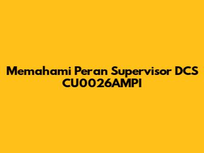Memahami Peran Supervisor DCS CU0026AMPI