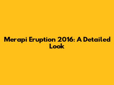 Merapi Eruption 2016: A Detailed Look