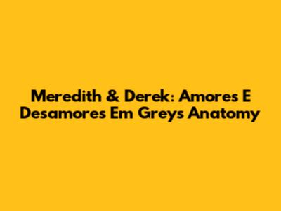 Meredith & Derek: Amores E Desamores Em Grey's Anatomy