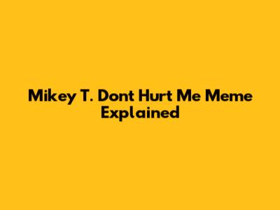 Mikey T. "Don't Hurt Me" Meme Explained