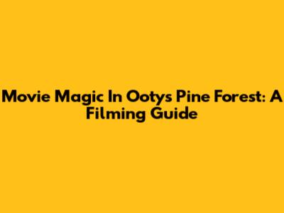 Movie Magic In Ooty's Pine Forest: A Filming Guide