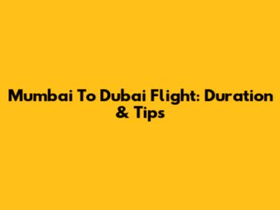 Mumbai To Dubai Flight: Duration & Tips