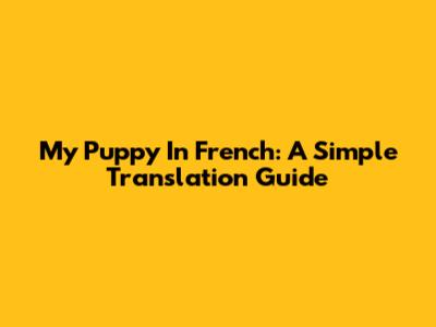 My Puppy In French: A Simple Translation Guide
