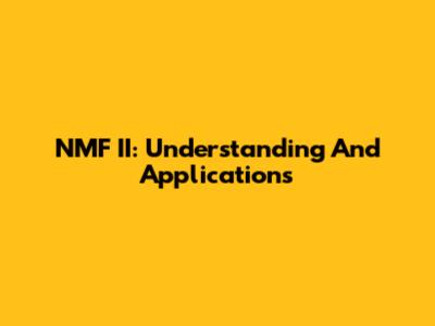 NMF II: Understanding And Applications