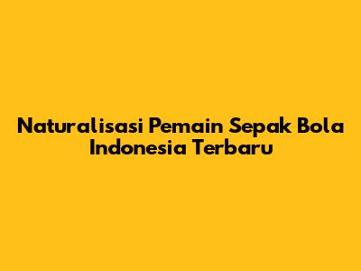 Naturalisasi Pemain Sepak Bola Indonesia Terbaru