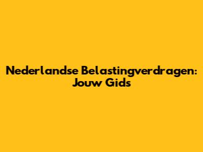 Nederlandse Belastingverdragen: Jouw Gids