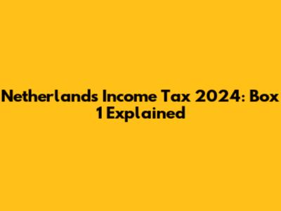Netherlands Income Tax 2024: Box 1 Explained