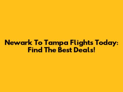Newark To Tampa Flights Today: Find The Best Deals!