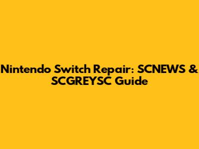 Nintendo Switch Repair: SCNEWS & SCGREYSC Guide