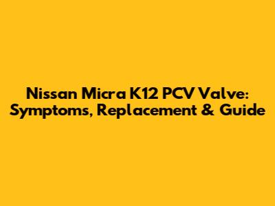 Nissan Micra K12 PCV Valve: Symptoms, Replacement & Guide