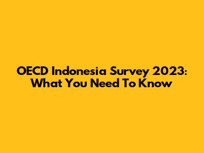 OECD Indonesia Survey 2023: What You Need To Know
