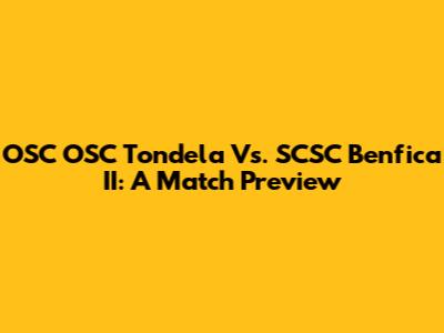 OSC OSC Tondela Vs. SCSC Benfica II: A Match Preview