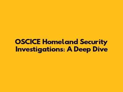 OSCICE Homeland Security Investigations: A Deep Dive