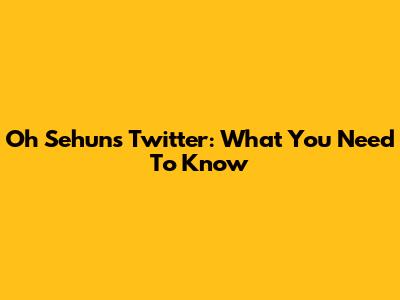Oh Sehun's Twitter: What You Need To Know