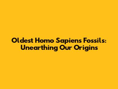Oldest Homo Sapiens Fossils: Unearthing Our Origins
