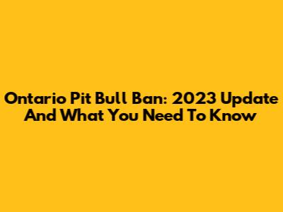 Ontario Pit Bull Ban: 2023 Update And What You Need To Know