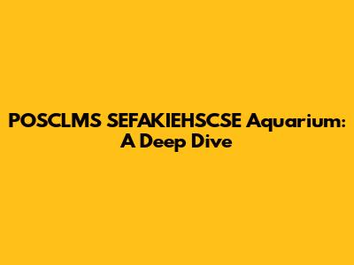 POSCLMS SEFAKIEHSCSE Aquarium: A Deep Dive