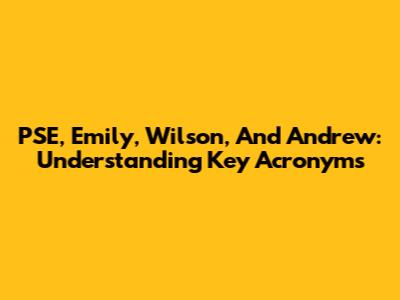 PSE, Emily, Wilson, And Andrew: Understanding Key Acronyms