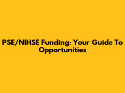 PSE/NIHSE Funding: Your Guide To Opportunities