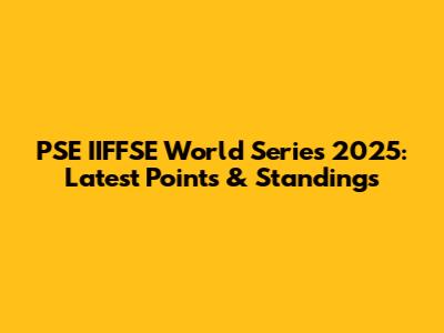 PSE IIFFSE World Series 2025: Latest Points & Standings