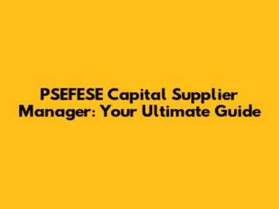 PSEFESE Capital Supplier Manager: Your Ultimate Guide