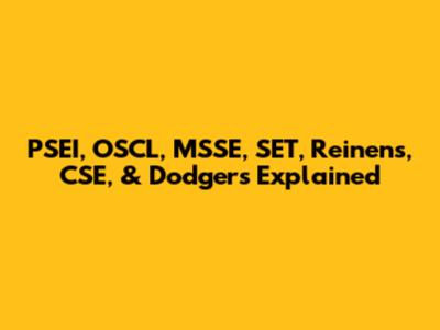 PSEI, OSCL, MSSE, SET, Reinens, CSE, & Dodgers Explained