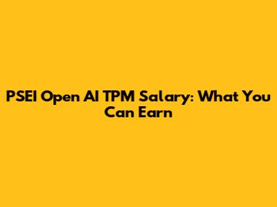 PSEI Open AI TPM Salary: What You Can Earn