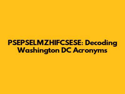 PSEPSELMZHIFCSESE: Decoding Washington DC Acronyms