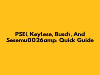 PSEi, Keylese, Busch, And Sesemu0026amp: Quick Guide