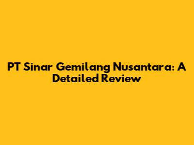 PT Sinar Gemilang Nusantara: A Detailed Review
