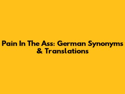 Pain In The Ass: German Synonyms & Translations