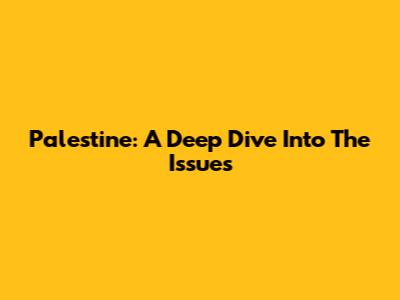 Palestine: A Deep Dive Into The Issues