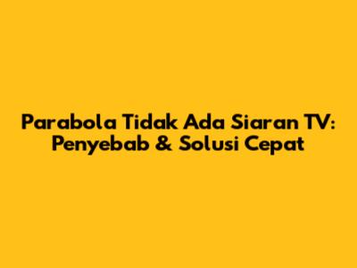 Parabola Tidak Ada Siaran TV: Penyebab & Solusi Cepat