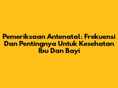 Pemeriksaan Antenatal: Frekuensi Dan Pentingnya Untuk Kesehatan Ibu Dan Bayi