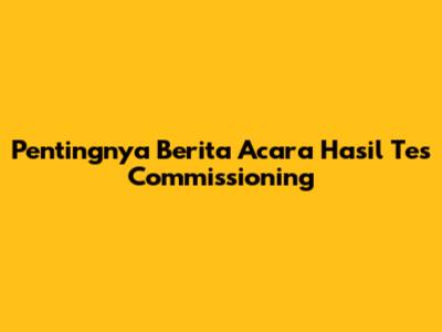Pentingnya Berita Acara Hasil Tes Commissioning