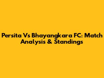 Persita Vs Bhayangkara FC: Match Analysis & Standings