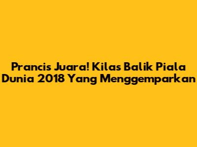 Prancis Juara! Kilas Balik Piala Dunia 2018 Yang Menggemparkan
