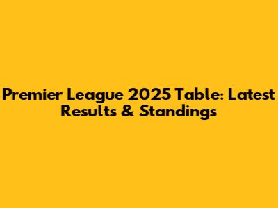 Premier League 2025 Table: Latest Results & Standings