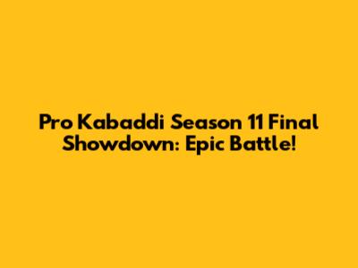 Pro Kabaddi Season 11 Final Showdown: Epic Battle!