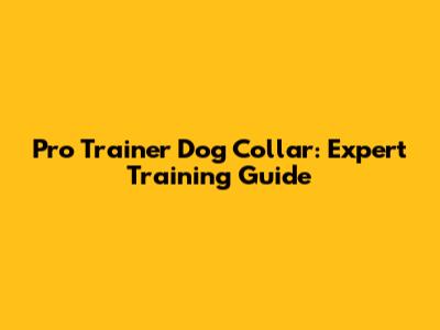 Pro Trainer Dog Collar: Expert Training Guide