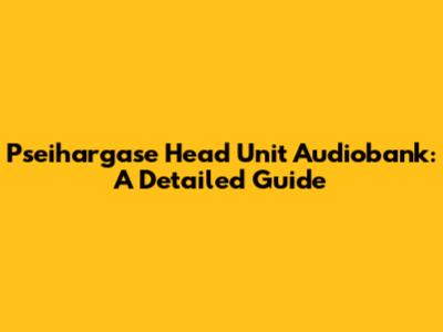 Pseihargase Head Unit Audiobank: A Detailed Guide