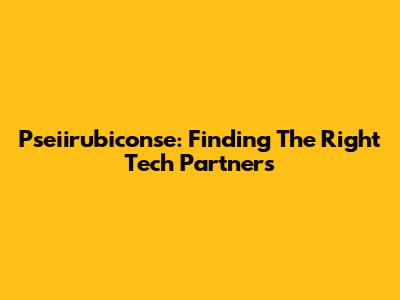 Pseiirubiconse: Finding The Right Tech Partners