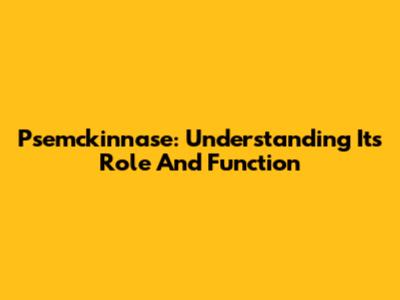 Psemckinnase: Understanding Its Role And Function