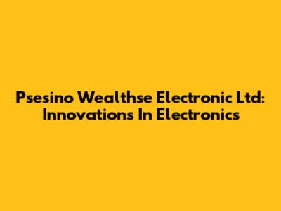 Psesino Wealthse Electronic Ltd: Innovations In Electronics