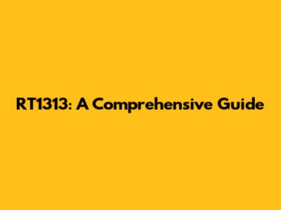 RT1313: A Comprehensive Guide