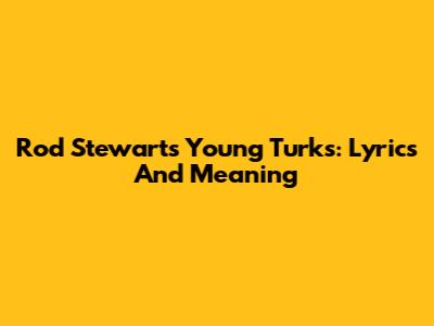 Rod Stewart's "Young Turks": Lyrics And Meaning