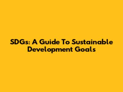 SDGs: A Guide To Sustainable Development Goals