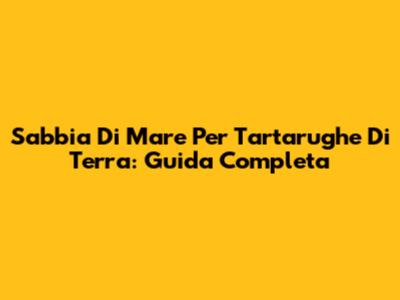 Sabbia Di Mare Per Tartarughe Di Terra: Guida Completa
